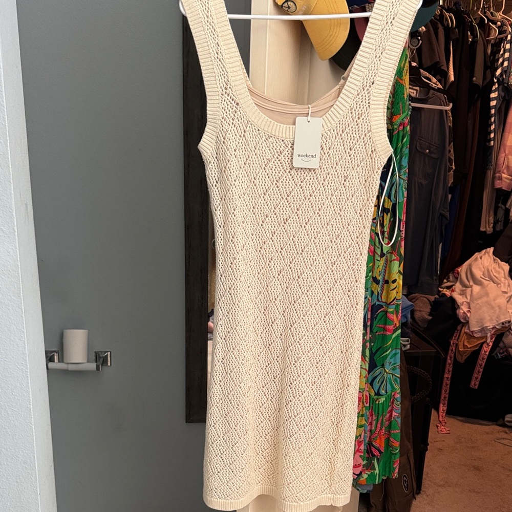 Cream Knit Sleeveless Dress